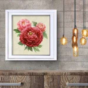 모란 그림 목단 액자 빨강 정사각 흰색액자11 목단 목단그림 부자되는그림 풍수인테리어