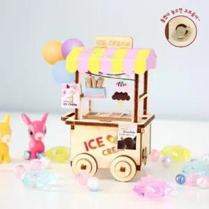 DIY 조립 태엽 오르골 아이스크림마차 태엽오르골 오르골시계 엔틱오르골 모형오르골 우드오르골