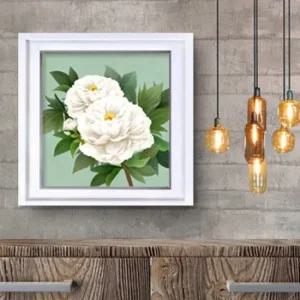 모란 목단그림 액자 흰목단 정사각 흰색액자12 목단 목단그림 부자되는그림 풍수인테리어