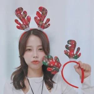 크리스마스 체크루돌프 머리띠 크리스마스 크리스마스선물 크리스마스홈데코 크리스마스이벤트