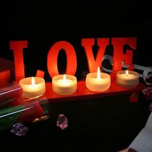 [셀러에이드]러브 메시지 우드 티라이트 받침대 캔들 홀더 티라이트 세트 4구