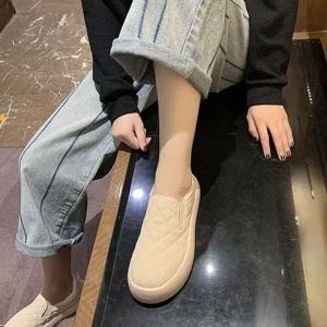 여자 겨울 집 앞 외출 부드러운 슬립온 신발 코디-WDB8944