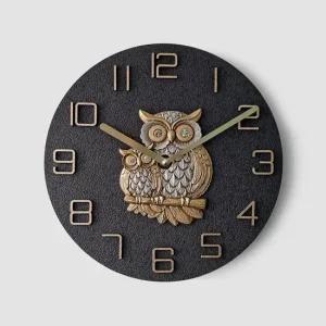 부엉이장식 부엉이 블랙 무타공 거실 인테리어 무소음 벽시계 개업선물
