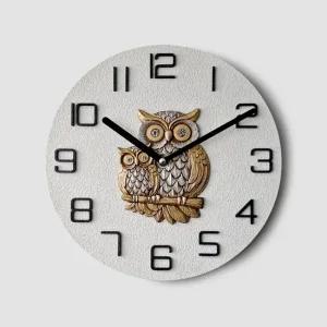 부엉이장식 부엉이 화이트 무타공 거실 인테리어 무소음 벽시계 개업선물