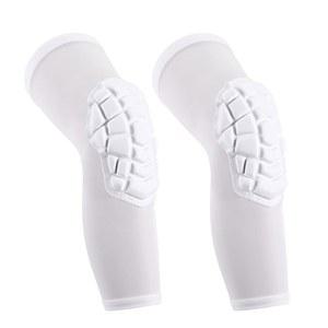 KRIYNAA 농구 무릎 보호대, 청소년 및 압박 다리 커버, 레슬링 축구 배구, 피클볼, 역도 보호대 (1쌍) (흰색, 작은)