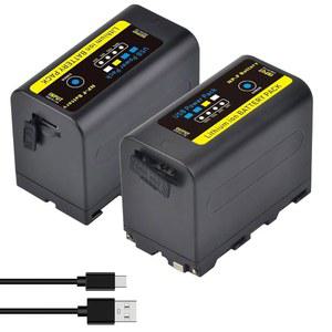 NP-F970 NP-F975 NP-F980 NP-F960 NP-F770 NP-F550 배터리용 텍트라 2팩 NP-F750 배터리 및 YONNUO Godox LED 비디오 라이트용 핸디캠 캠코더(타입-C 충전 케이블