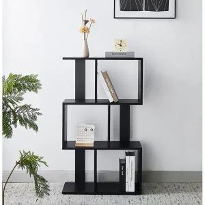 [셀링코리아]S 룸앤오피스 RWD4009-BK 퍼즐책장 블랙 3단 PUZZLE SHELF BLACK 인테리어 수납장 거실