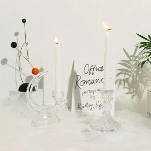 엔틱 크리스탈 다이아 식탁 촛대 초승달 캔들홀더