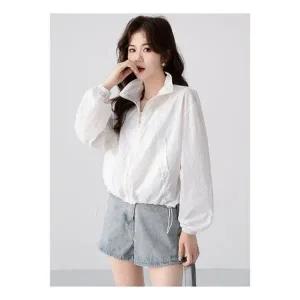 [라일리여성의류] Rly 스트링 크롭 바람막이 점퍼 여름자켓 꾸안꾸 데일