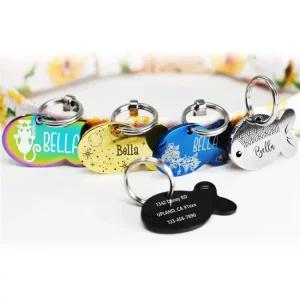 방지 물고기 맞춤 동물 태그 고양이 명판분실 액세서리무료 용품 각인 모양 귀여운 새끼 목걸이애완