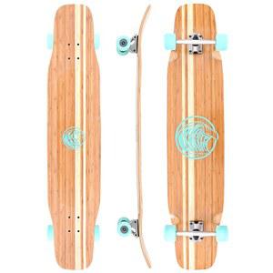 화이트 웨이브 대나무 롱보드 스케이트보드. 크루저 드롭 덱 롱보드로 크루즈, 카빙, 프리스타일 재미를 선사합니다 - 초급, 중급 또는 고급 라이더에게 이상적인 훌륭한 보드입니다.