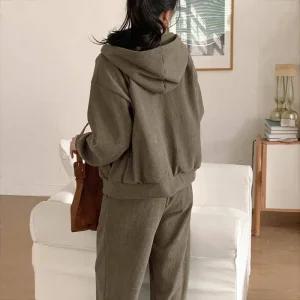 나나 데일리 골덴 기모 트레이닝세트 홈웨어 후드집업 봄 겨울 원마일 코듀로이 40대 여자