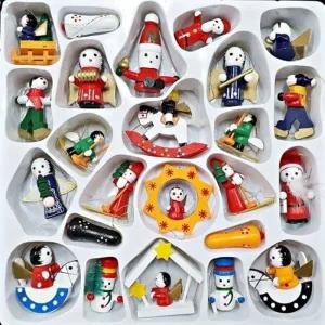 (색상 트리오너먼트24p)크리스마스 트리 장식 소품 나무 원목 인형 24p 세트