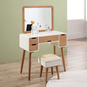 [아이디얼리빙]원목도장_유로 오크 화이트 화장대 세트(의자포함)_4도어