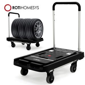 로티홈시스 접이식 폴딩 카트 플랫폼 핸드카트 몬스터형 손수레 우레탄 바퀴 대차 구루마 특대형 블랙