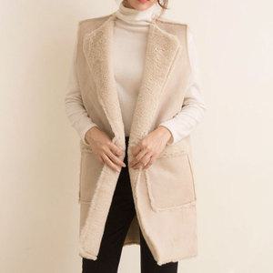 헤브 무스탕조끼 여성 롱 조끼 겨울 퍼베스트 베스트 루즈핏 무스탕