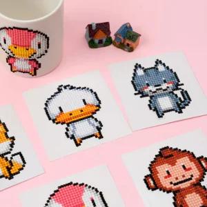 [오피스스쿨] 민화 동물 보석 십자수 8종 DIY 만들기 스티커꾸미기 동물 캐릭터 보석십자수