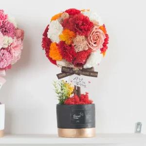 카네이션 조화 화분 토피어리 Aset 37cm 2컬러 꽃 어버이날 스승의날 테이블 장식 감사 선물 행사 소품