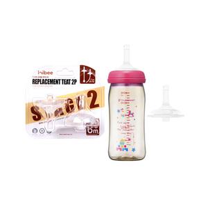 [100%국내제조]하이비 교체용 꼭지 2단계 2P / 더블하트 유미 유피스 스펙트라 마더케이 젖병 호환 단계별