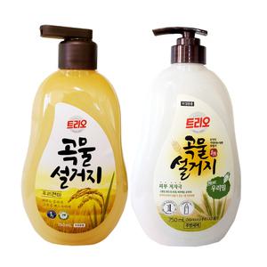 트리오 곡물설거지 우리현미/우리밀 주방세제 용기 750mLX2개