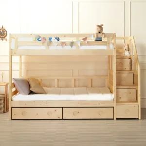 에보니아 미키 원목 계단형 2층 침대 프레임 슈퍼싱글 / 계단서랍 하부서랍 포함 / SS 이층침대 매트선택 아이방