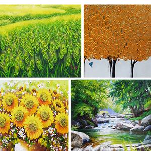 진품 / 부자되는 해바라기 물 그림 풍경화 꽃 유화그림 사과 목단  액자