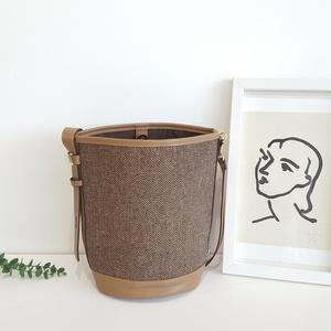 여성 헤링본 원통 가방 버킷백 숄더백