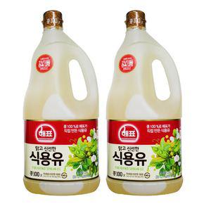 해표 맑고 신선한 식용유 콩 100% 1.8L X 2개 콩기름