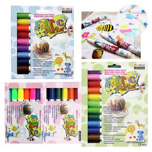 우찌다 패브릭 마카 형광 6색/10색/12색 무독성 아트 펜 에코백 꾸미기 천 섬유 염색용