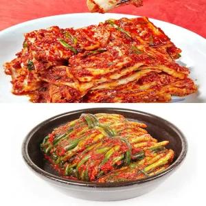 Fresh 안동학가산 국내산 고랭지 생김치 배추 포기 혼합세트 (맛김치 5kg + 파김치 1kg)