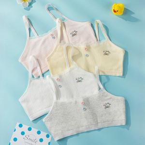 주니어 여아 면 스포츠 밴딩브라 1단계 캡없는 솜털같은 부드러움 CW단추