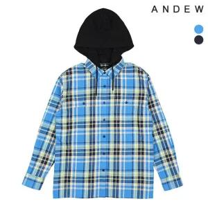 [앤듀]유니 후드탈부착 체크 셔츠(O191SH010P)