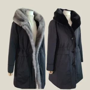 66-120 국산 퍼안감 패딩 코트 누빔 밍크퍼 빅사이즈 모피 중년여성 40 50대 엄마 점퍼