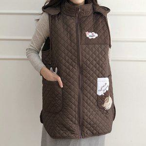 [한스갤러리] 겨울 앞치마 기모 누빔 방한 식당 김장 패딩 어린이집 앞치마