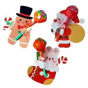 (50p)CP3 크리스마스 캔디페이퍼 사탕 꽂이 포장 홀더 산타 쿠키 토끼 50장