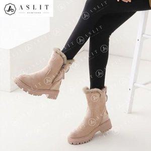 [NS홈쇼핑][애슬릿] 털 안감 옆 지퍼 통굽 앵클 워커 겨울 부츠[32425571]