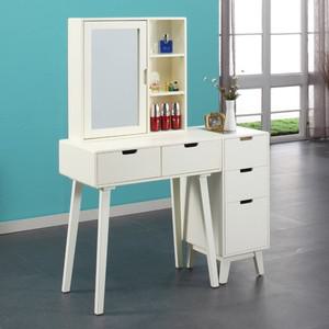 헤라 화이트 원목도장 2도어 화장대+3단서랍장_의자제외