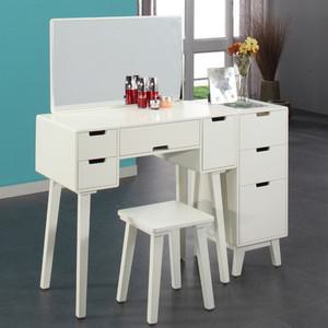 헤라 화이트 원목도장 4도어 화장대 세트+3단서랍장_의자포함