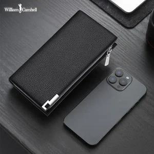 윌리엄캠벨 남성 소가죽 장지갑 핸드폰수납 지퍼지갑 카드지갑 W2708