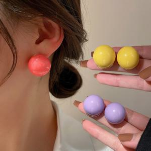 러블리 캔디 컬러 물방울 왕볼 귀걸이 귀여운 봄 여름 예쁜 데일리 패션 포인트 볼드한 귀고리 악세사리