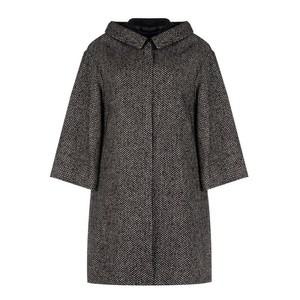 직영_배색 체크 포인트 후드 코트_OHBWCT104