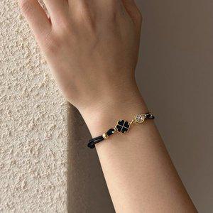 [디바테일][선물포장] 탄생석 클로버 매듭 팔찌(4컬러)