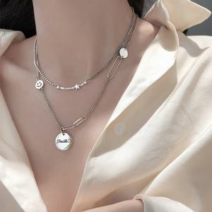 925 스털링 실버 스마일 체인 클립 목걸이