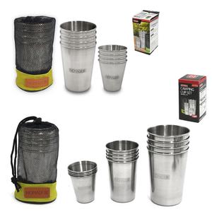 노마드 캠핑 컵세트 8p 스텐 소주잔 물컵 맥주잔 파우치 음료 등산 낚시 레저 취사