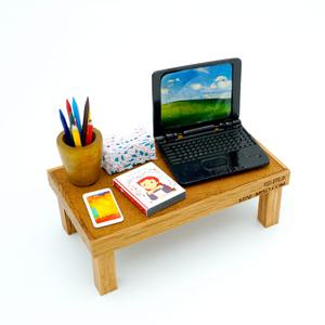 미니미소 책상 테이블세트 노트북 연필꽂이 휴대폰 책 각티슈 책상 색상랜덤 미니어처 납골당 소품 모형