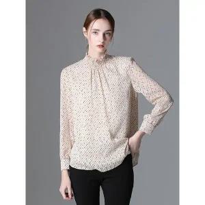 [하프클럽/]스모킹 하이넥 블라우스 (택가격 78000원)