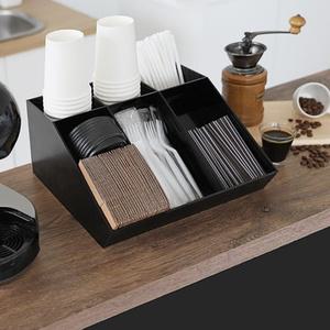 커피보관 3단 디스펜서 오피스 탕비실 카페 종이컵 커피 티백 보관 정리함