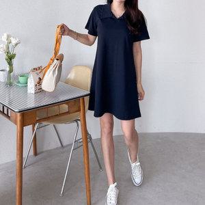 LND 애나 PK 미니 원피스 여성 봄 여름 빅사이즈 치마 카라 반팔티