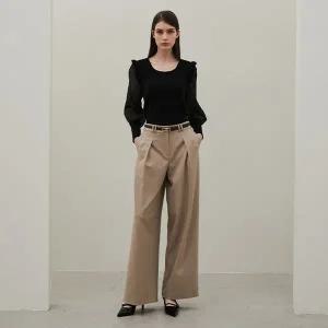 [에고이스트](대전신세계)슬림 벨티드 핀턱 와이드 팬츠(EQ1WP162)