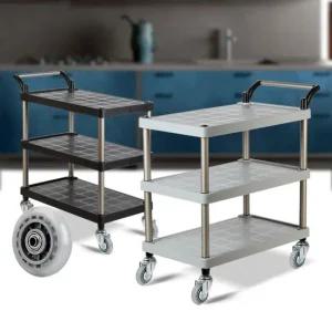 플라스틱 PP 3단 대 무소음바퀴 주방 이동식수납장 카 서빙카 써빙카트 써빙카 주방카트
